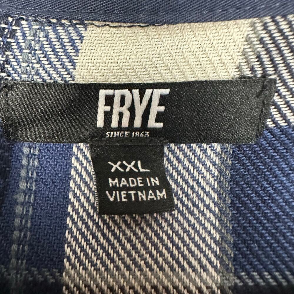 Frye Shirt Mens XXL Blue Plaid Jacquard Flannel Button Front Long Sleeve Western - Picture 6 of 12
